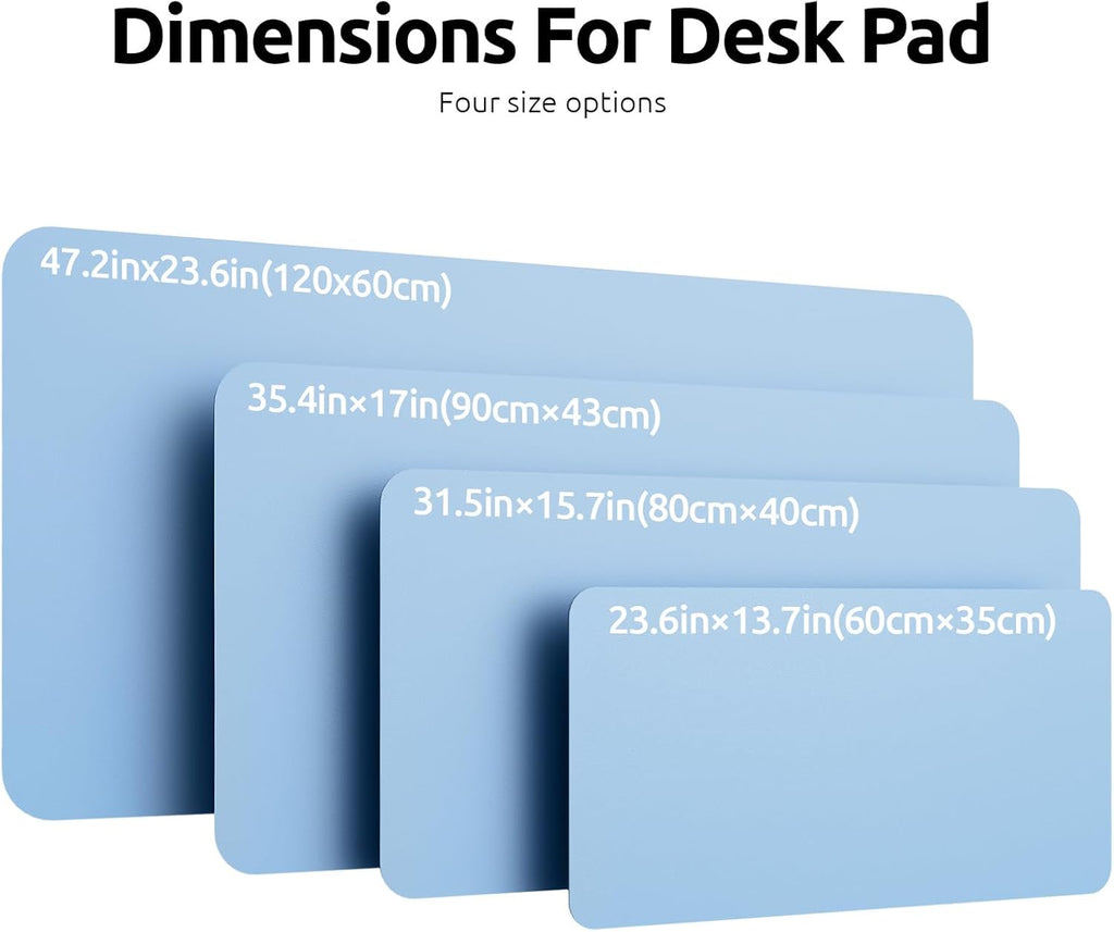 Leather Desk Pad Protector,（31.5" x 15.8") Large Mouse Pad, Non-Slip PU Leather Desk Blotter, Laptop Desk Pad,Baby Blue