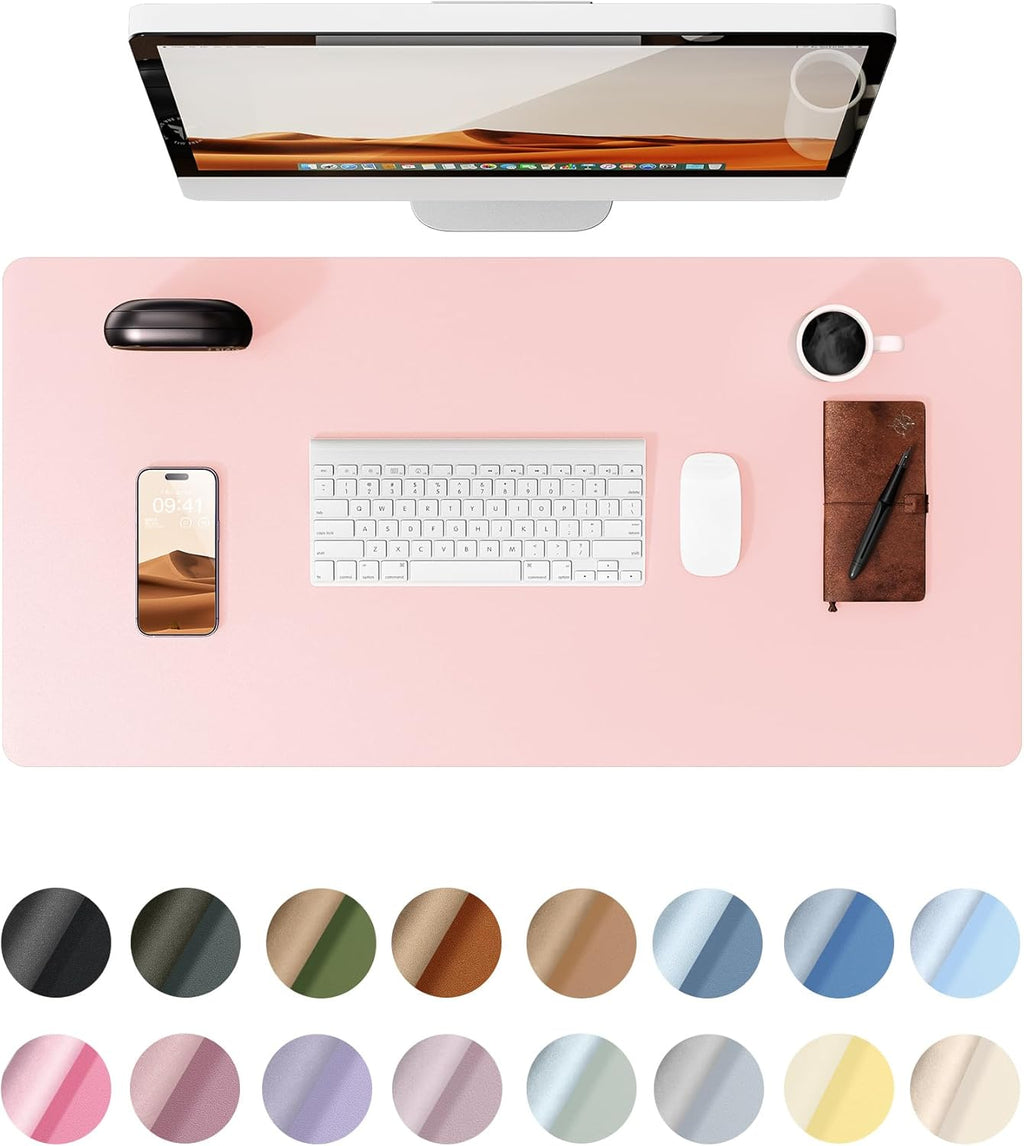 Leather Desk Pad Protector,（31.5" x 15.8") Large Mouse Pad, Non-Slip PU Leather Desk Blotter, Laptop Desk Pad,Light Purple