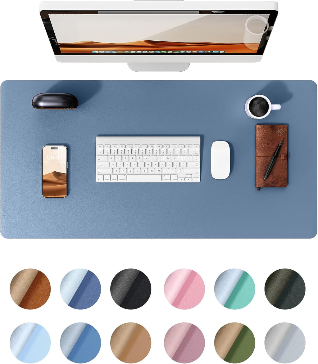 Leather Desk Pad Protector,（31.5" x 15.8") Large Mouse Pad, Non-Slip PU Leather Desk Blotter, Laptop Desk Pad,Brown