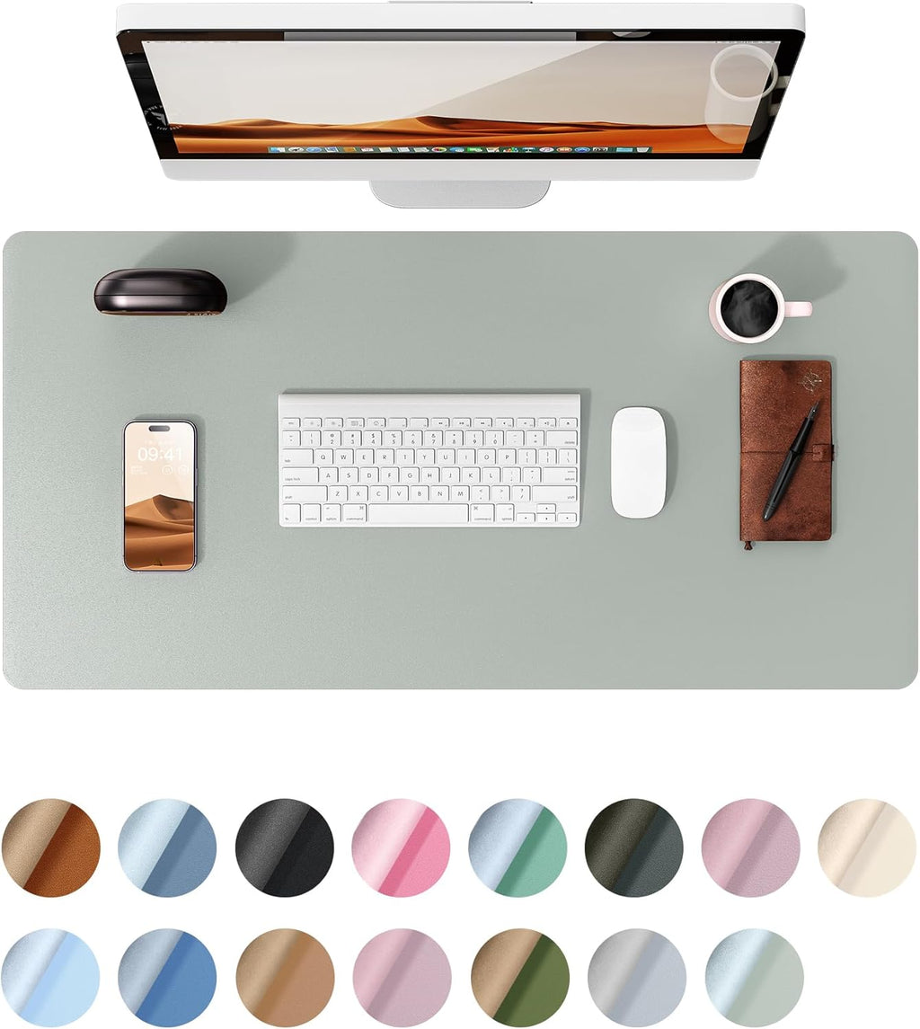 Leather Desk Pad Protector,（31.5" x 15.8") Large Mouse Pad, Non-Slip PU Leather Desk Blotter, Laptop Desk Pad,Grayish Lavender