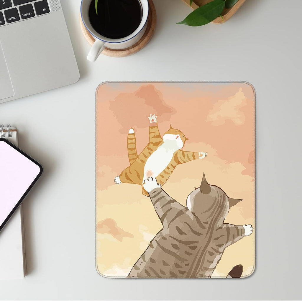 Travel Mousepad with Non-Slip Rubber Base, Stitched Edge Mouse Pads for Desk,Computers,Laptop,Office--Cute Cat 2