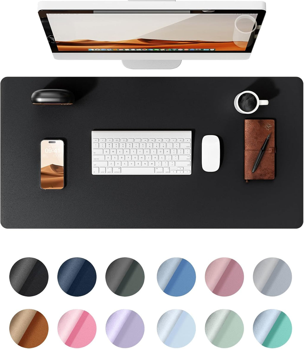 Leather Desk Pad Protector,（31.5" x 15.8") Large Mouse Pad, Non-Slip PU Leather Desk Blotter, Laptop Desk Pad,Brown