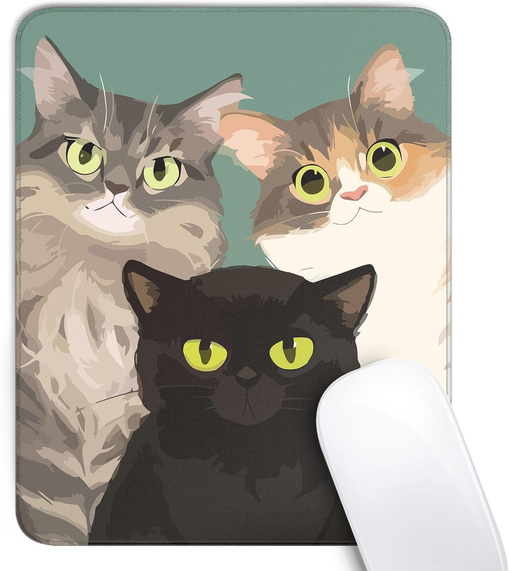 Travel Mousepad with Non-Slip Rubber Base, Stitched Edge Mouse Pads for Desk,Computers,Laptop,Office--Funny Cats