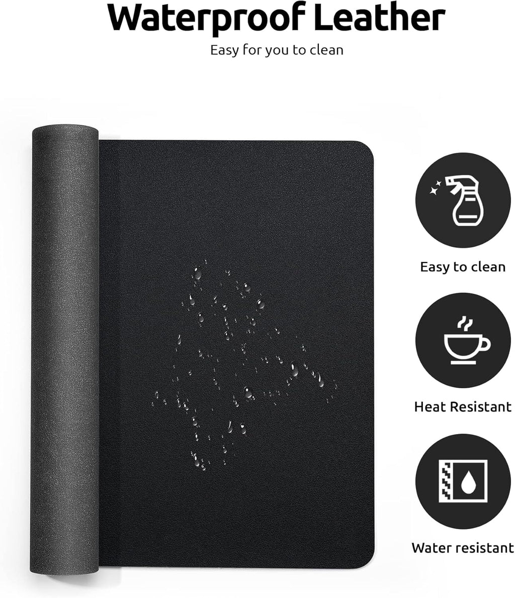 Leather Desk Pad Protector,（31.5" x 15.8") Large Mouse Pad, Non-Slip PU Leather Desk Blotter, Laptop Desk Pad,Grayish Lavender