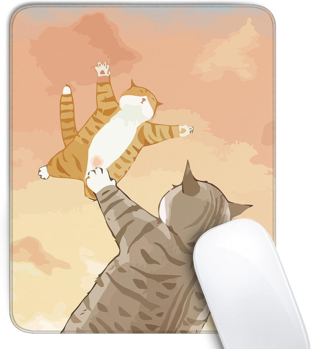 Travel Mousepad with Non-Slip Rubber Base, Stitched Edge Mouse Pads for Desk,Computers,Laptop,Office--Cute Cat 2