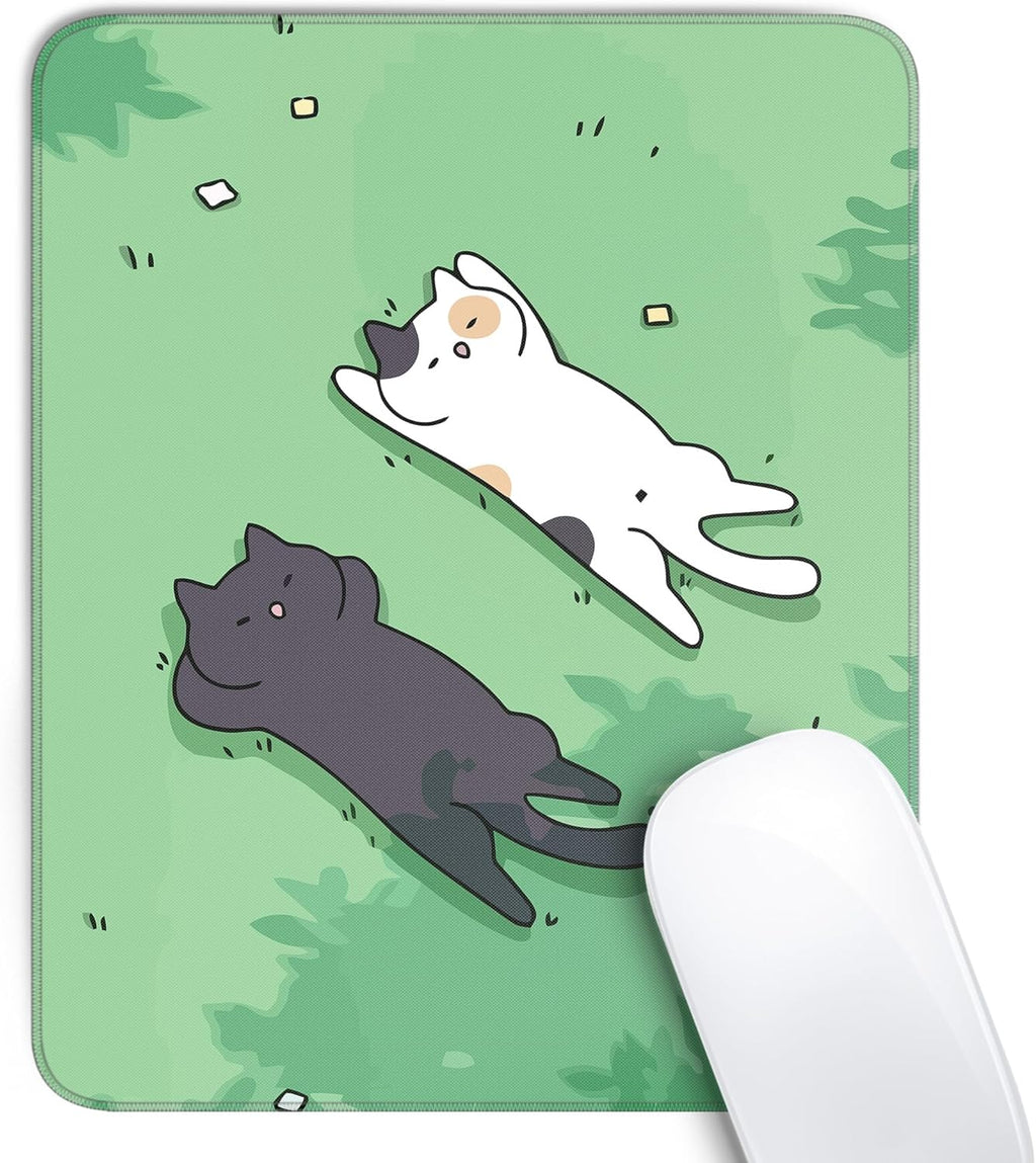 Travel Mousepad with Non-Slip Rubber Base, Stitched Edge Mouse Pads for Desk,Computers,Laptop,Office--Cute Colorful Cats