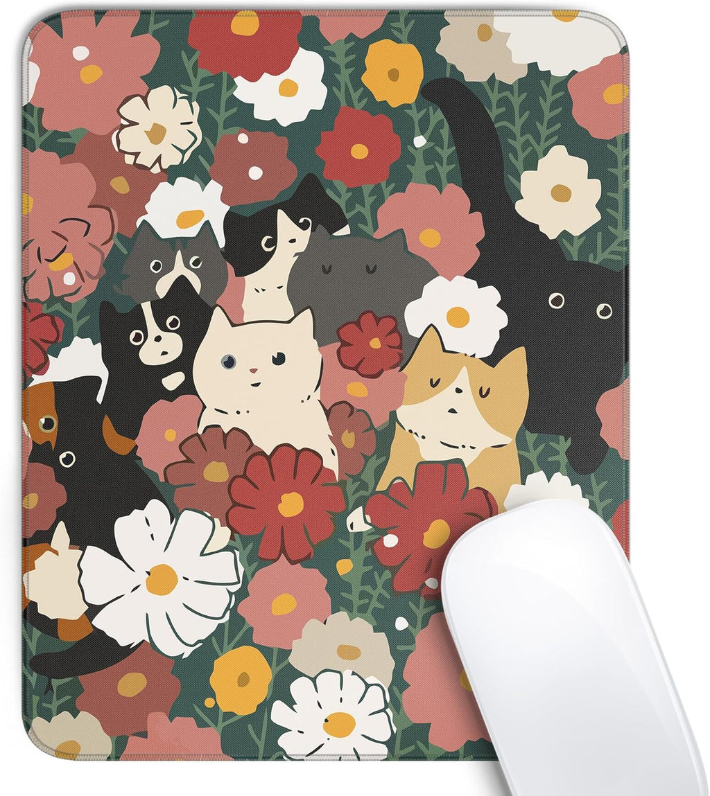 Travel Mousepad with Non-Slip Rubber Base, Stitched Edge Mouse Pads for Desk,Computers,Laptop,Office--Funny Cats