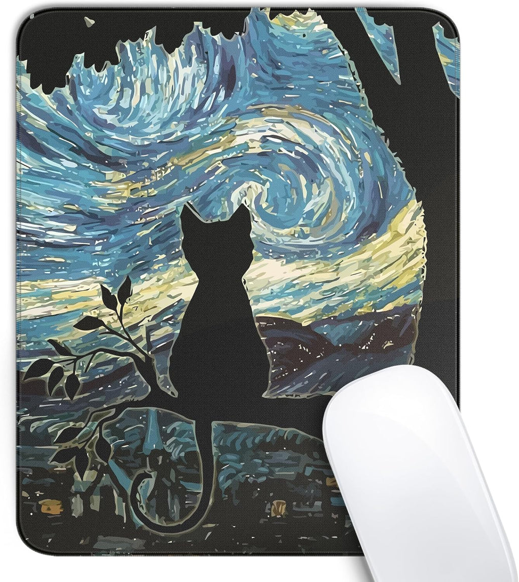 Travel Mousepad with Non-Slip Rubber Base, Stitched Edge Mouse Pads for Desk,Computers,Laptop,Office--Cute Colorful Cats 3