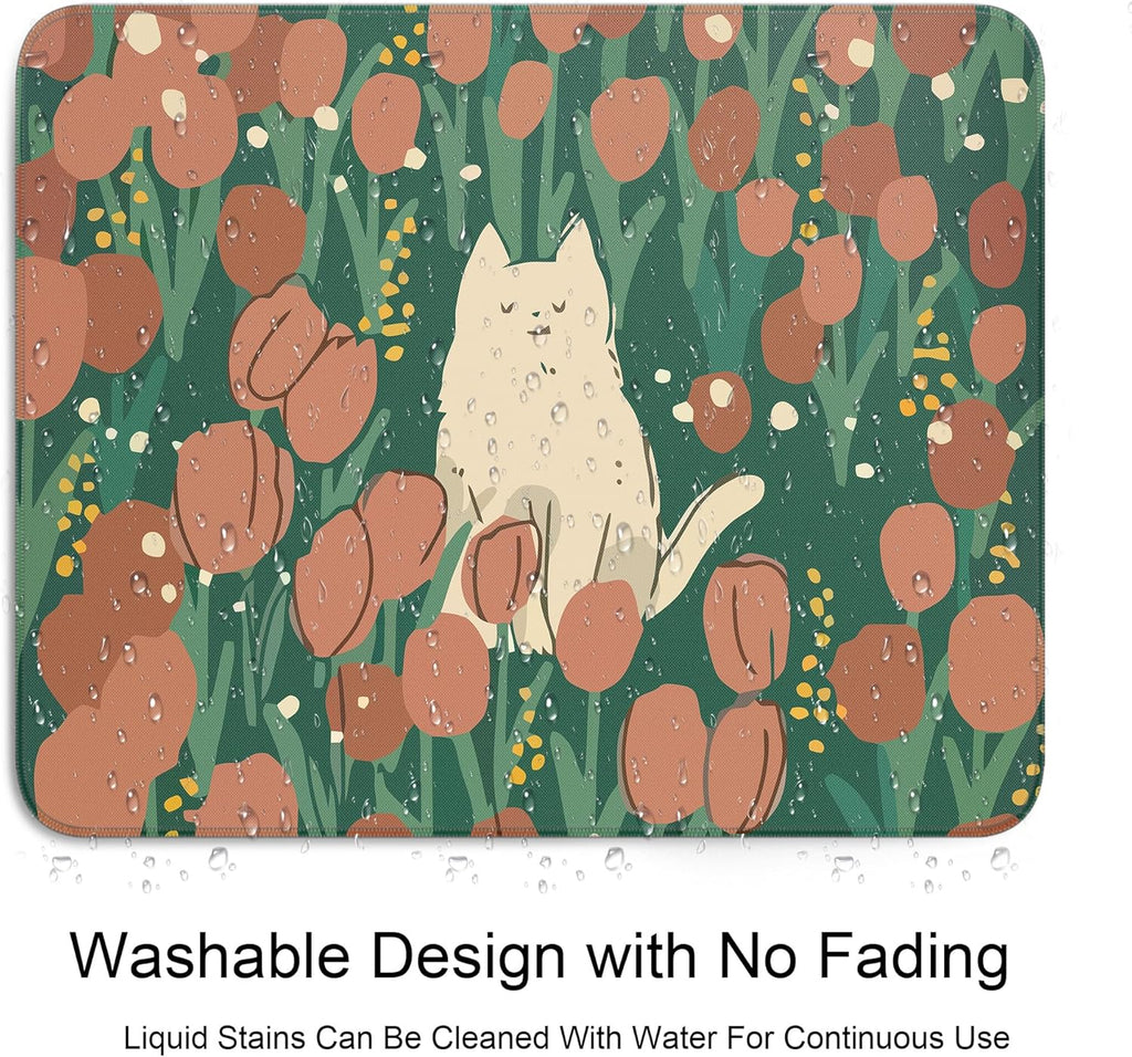 Travel Mousepad with Non-Slip Rubber Base, Stitched Edge Mouse Pads for Desk,Computers,Laptop,Office--Cute Cat 1